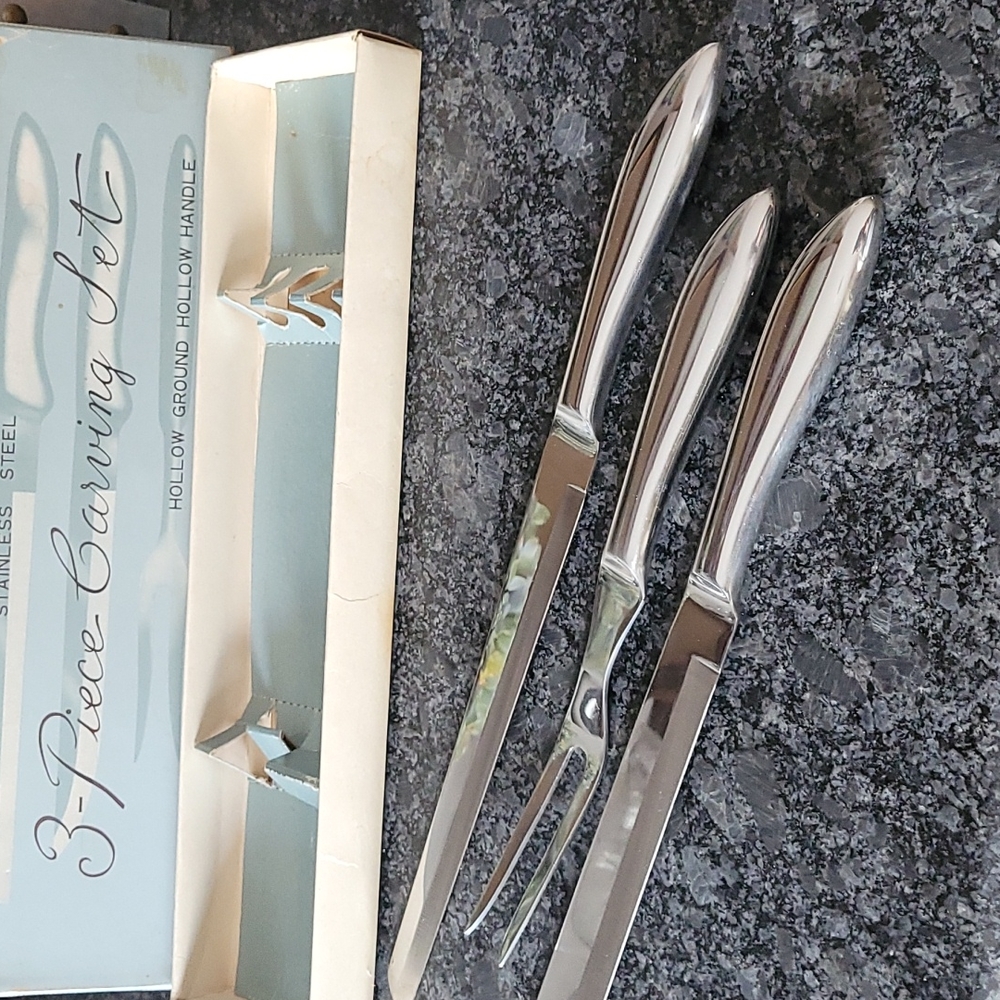 NIB - Vintage Stainless Steel 3 Piece Carving Set - Picture 1 of 10